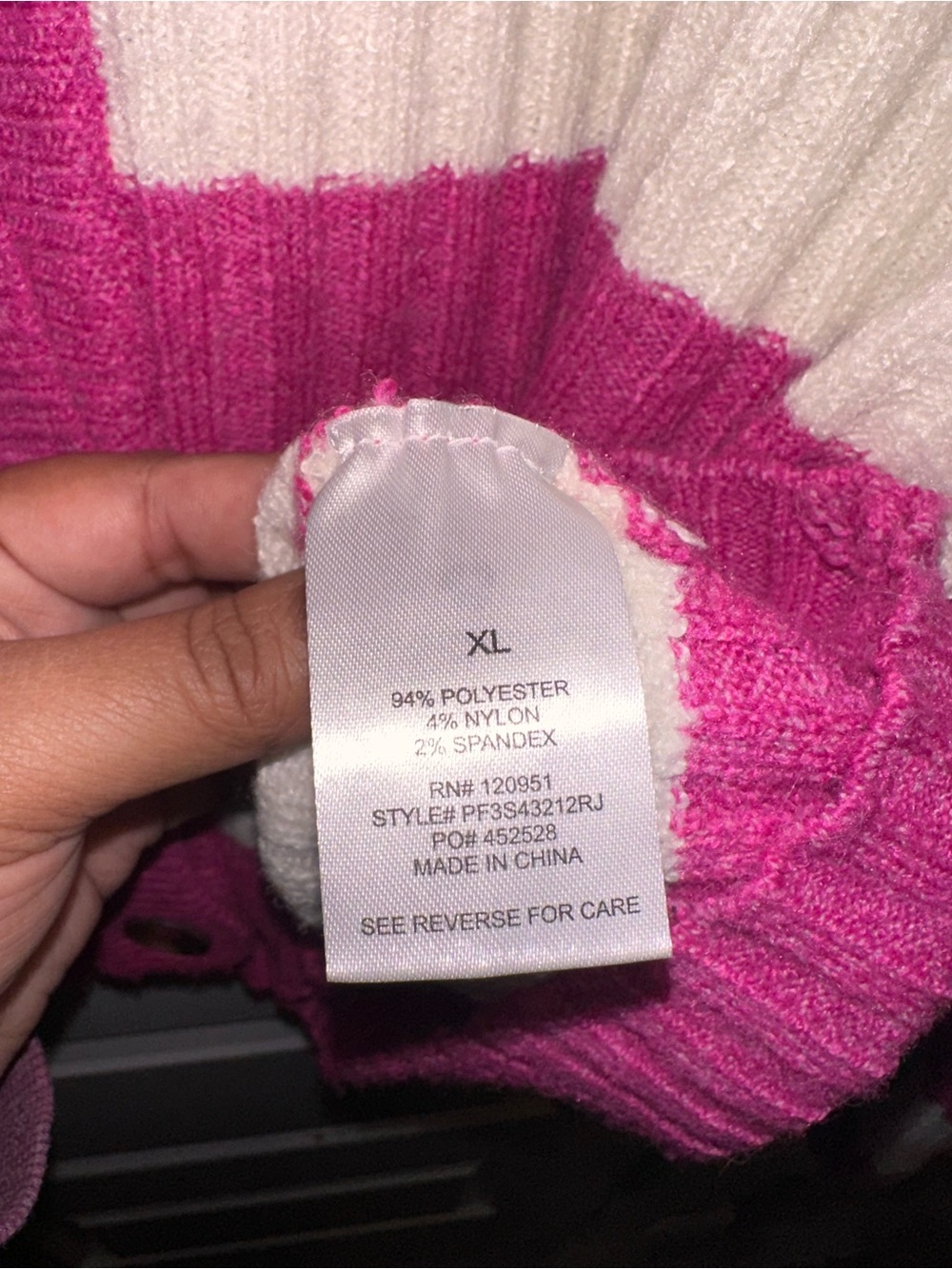 Pink Republic Pink & Cream Striped Ribbed Button Cardigan - Picture 3 of 4